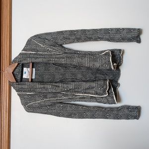 sparrow Black and White Patterned Open Front Cardigan